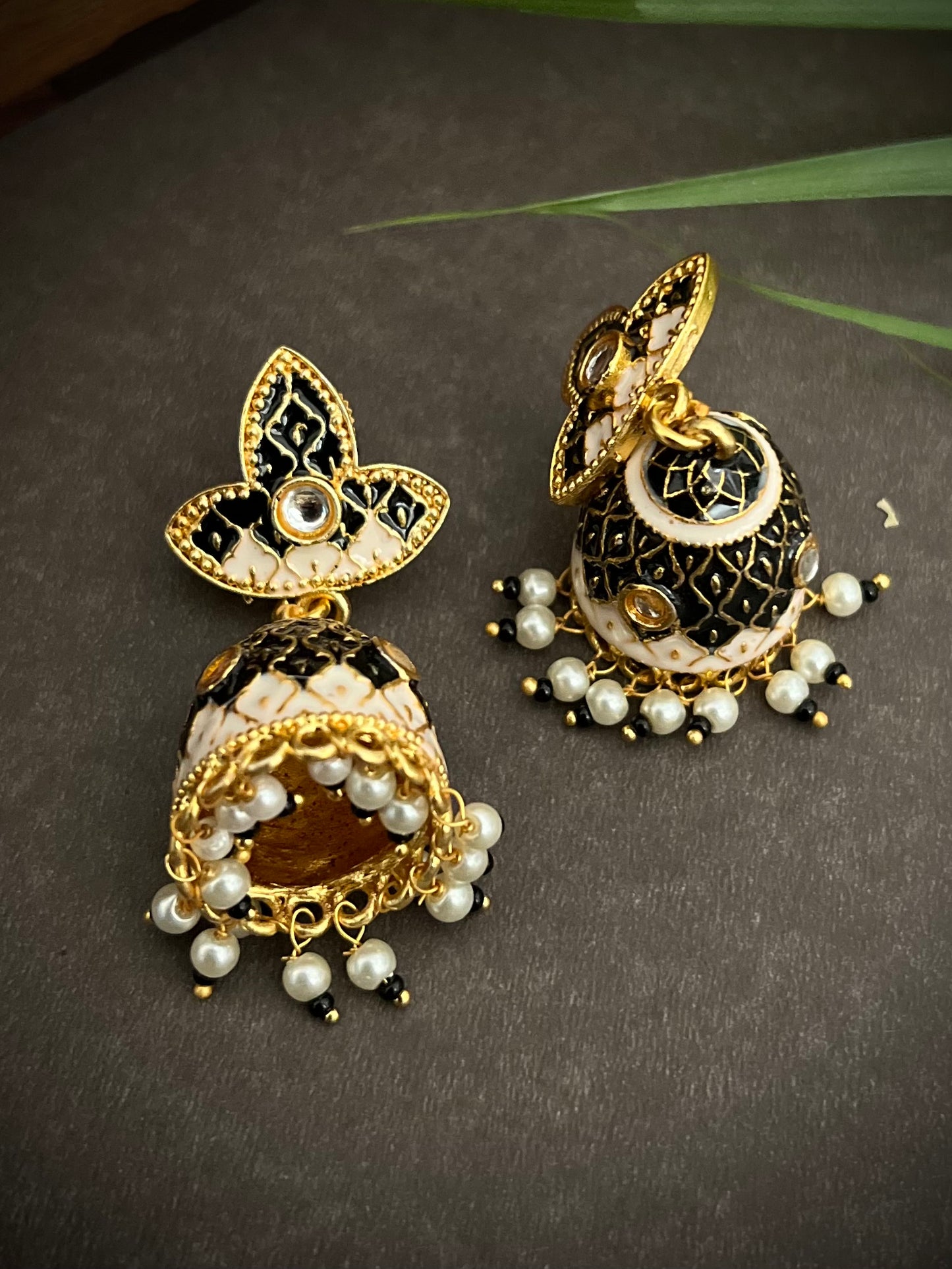 Meenakari Dual Shade Jaal Jhumka earrings DB-MK3300Z13