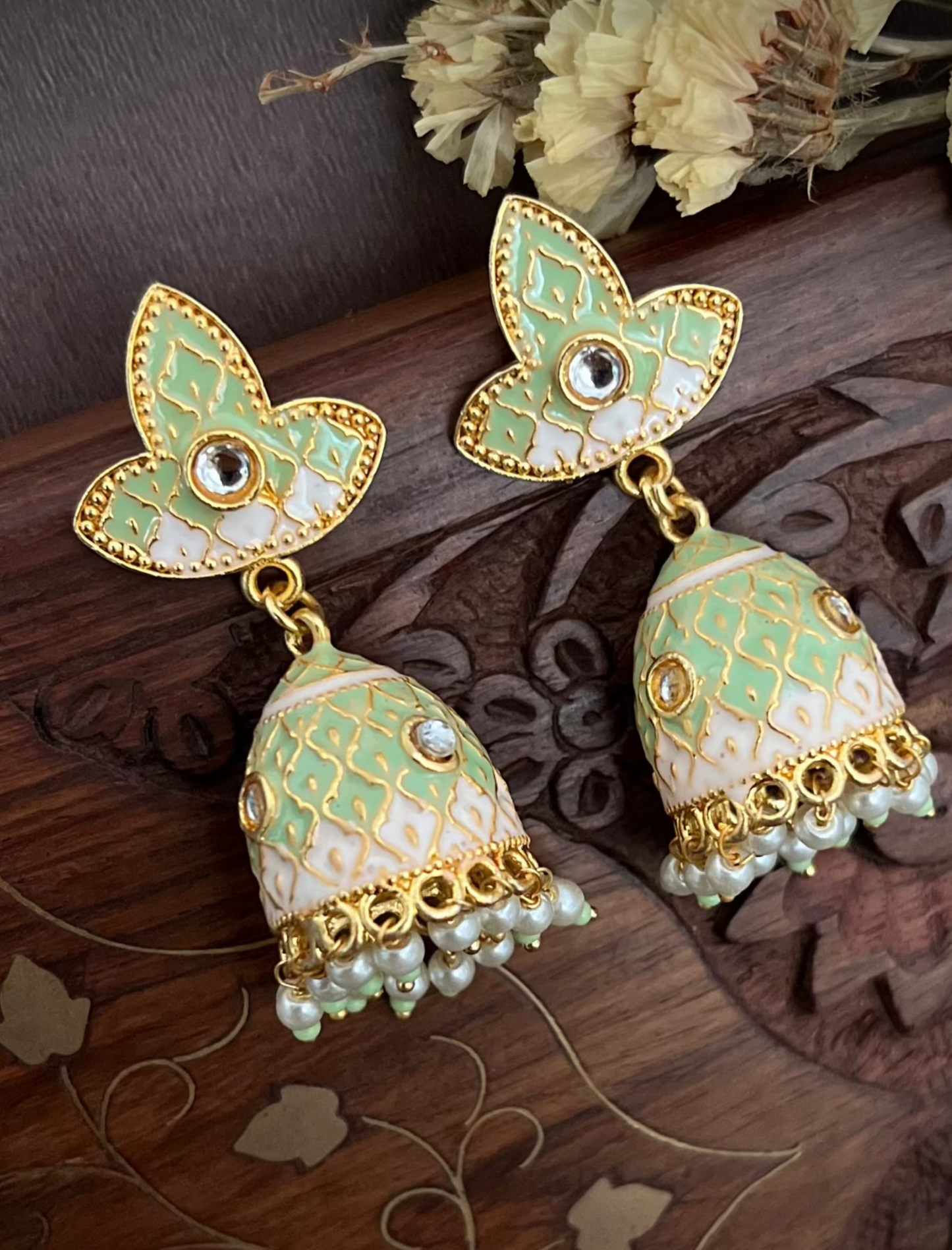 Meenakari Dual Shade Jaal Jhumka earrings DB-MK3300Z12