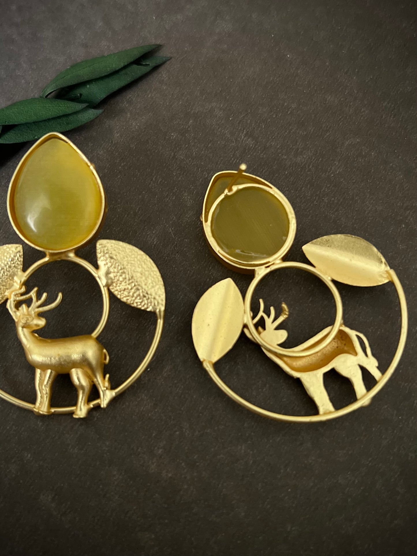 Hiran Brass Lemon Green earrings DB-BRS1300Z5