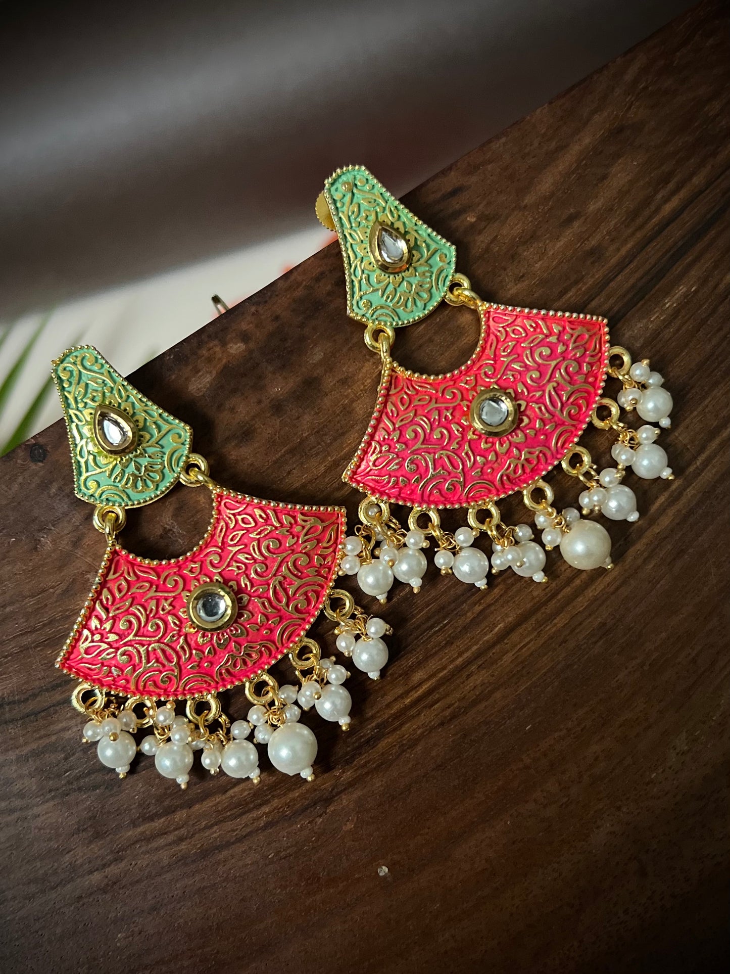 Meenakari Dual Shade Half moon Earrings DB-MK2300Z9