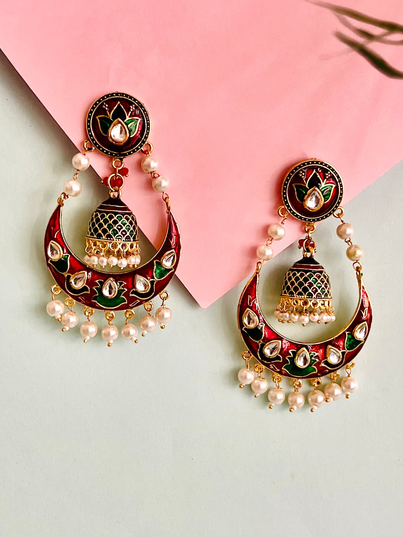 Meenakari Chandbali Red Earring DB-ER1500Z