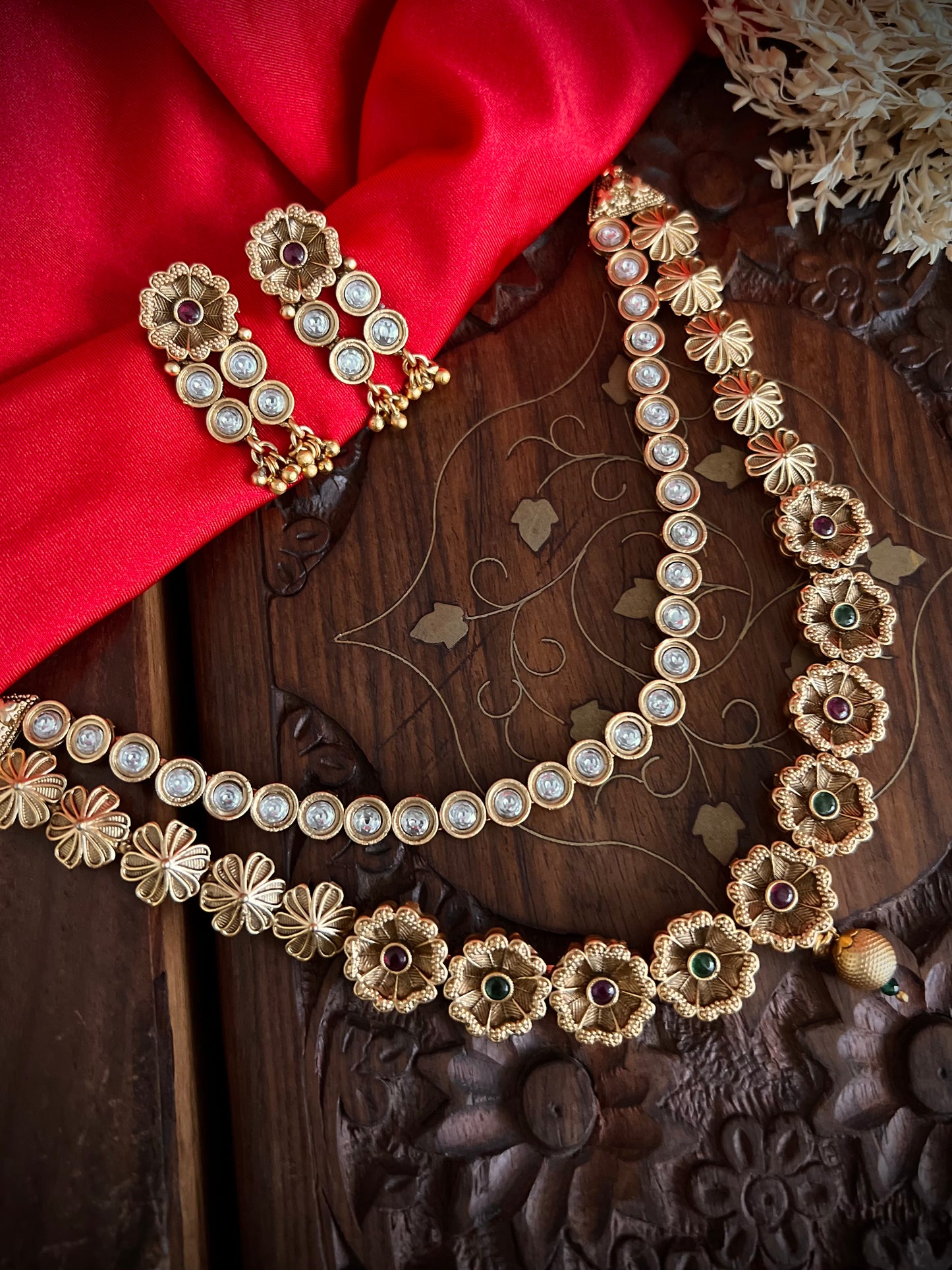 Gold Plated Antique Double layered Necklace Set DB-GP14000Z