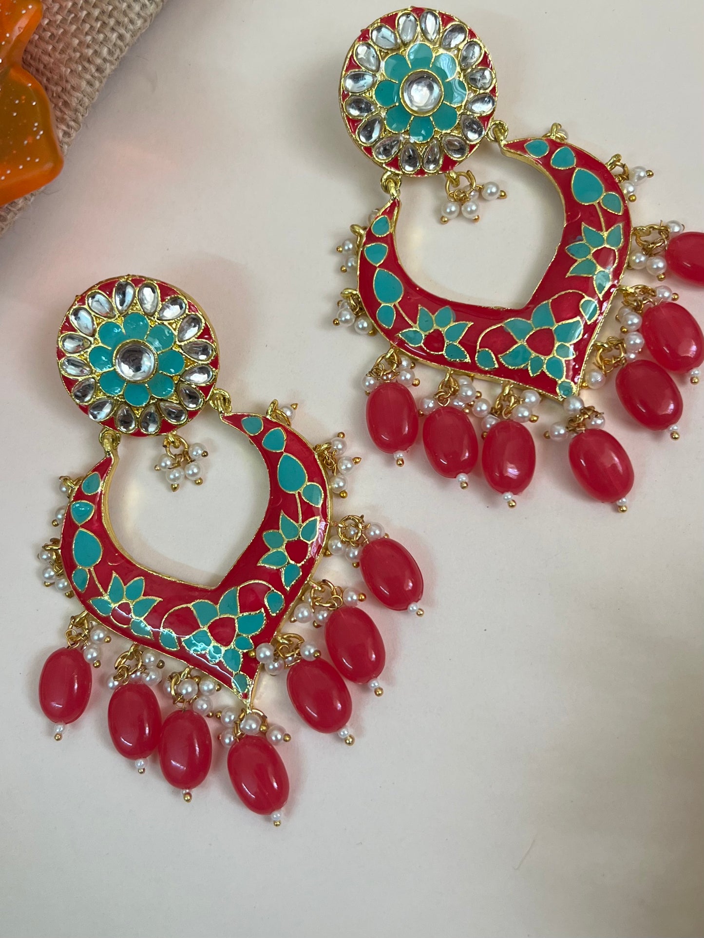 Khwaab Kundan Meenakari Chandbali Earrings DB-CB15602Z