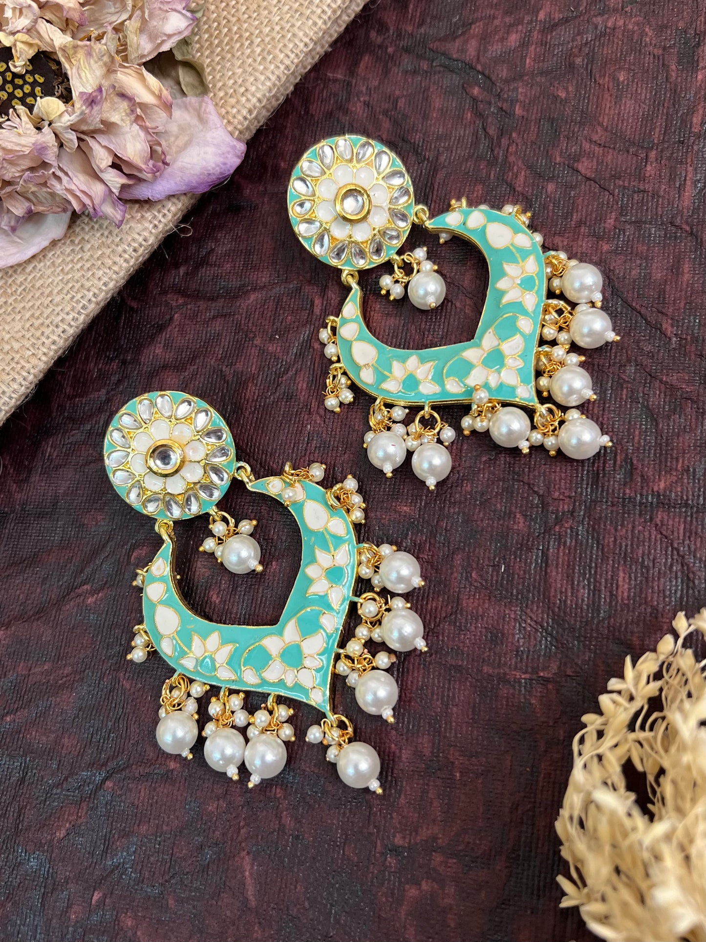 Khwaab Kundan Meenakari Chandbali Earrings DB-CB15602Z