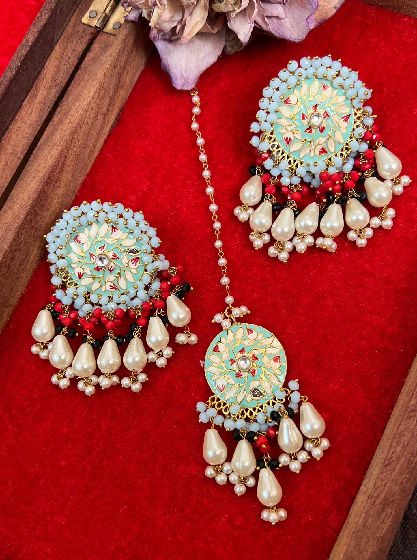 Meera Meenakari Earrings with Mangtika DB-GP13600Z