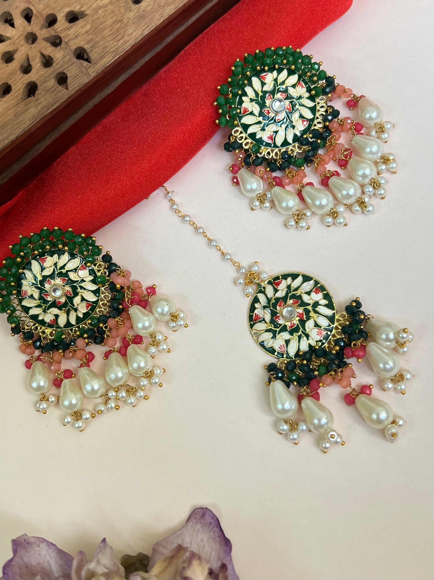 Meera Meenakari Earrings with Mangtika DB-GP13600Z