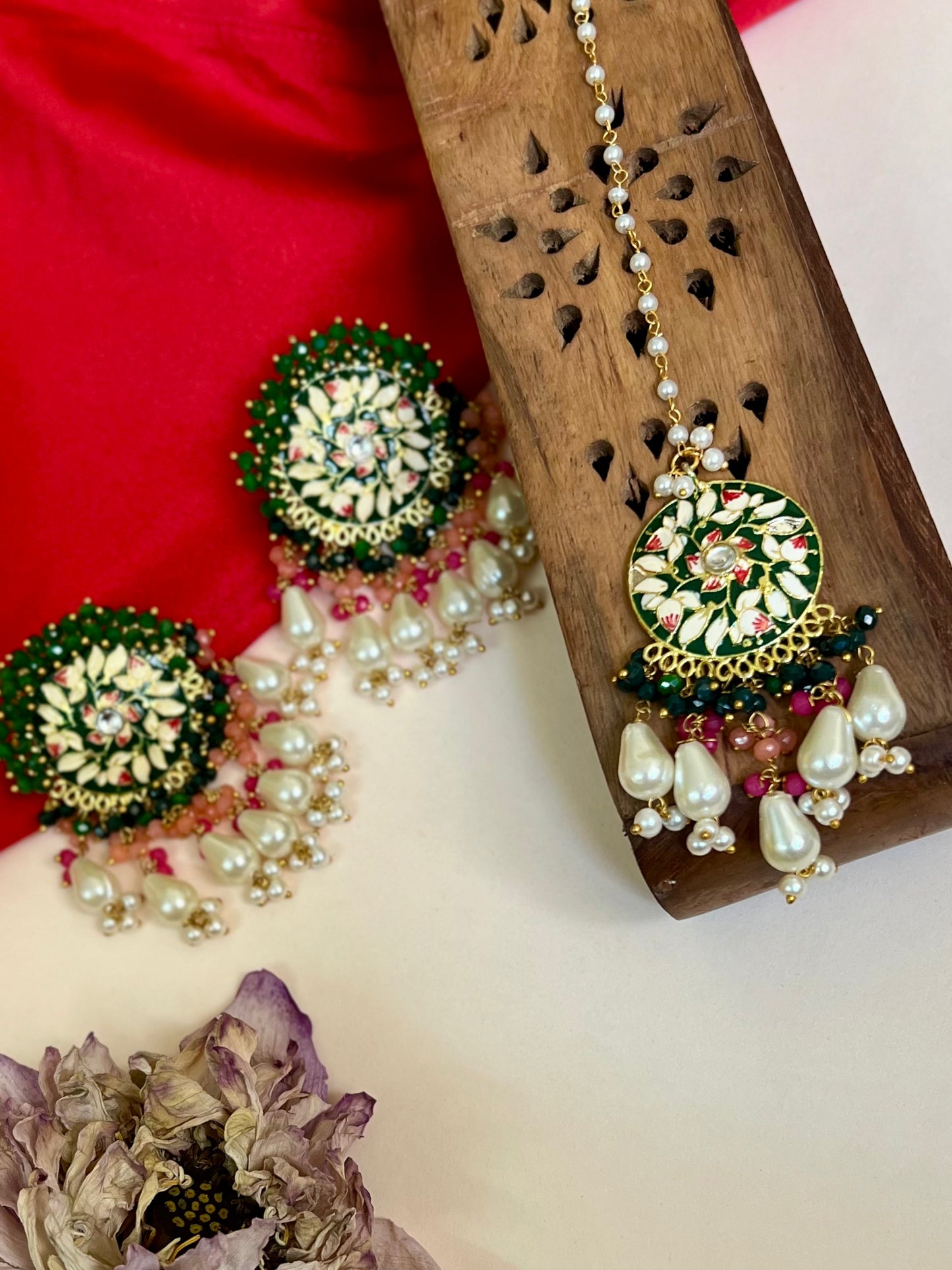 Meera Meenakari Earrings with Mangtika DB-GP13600Z