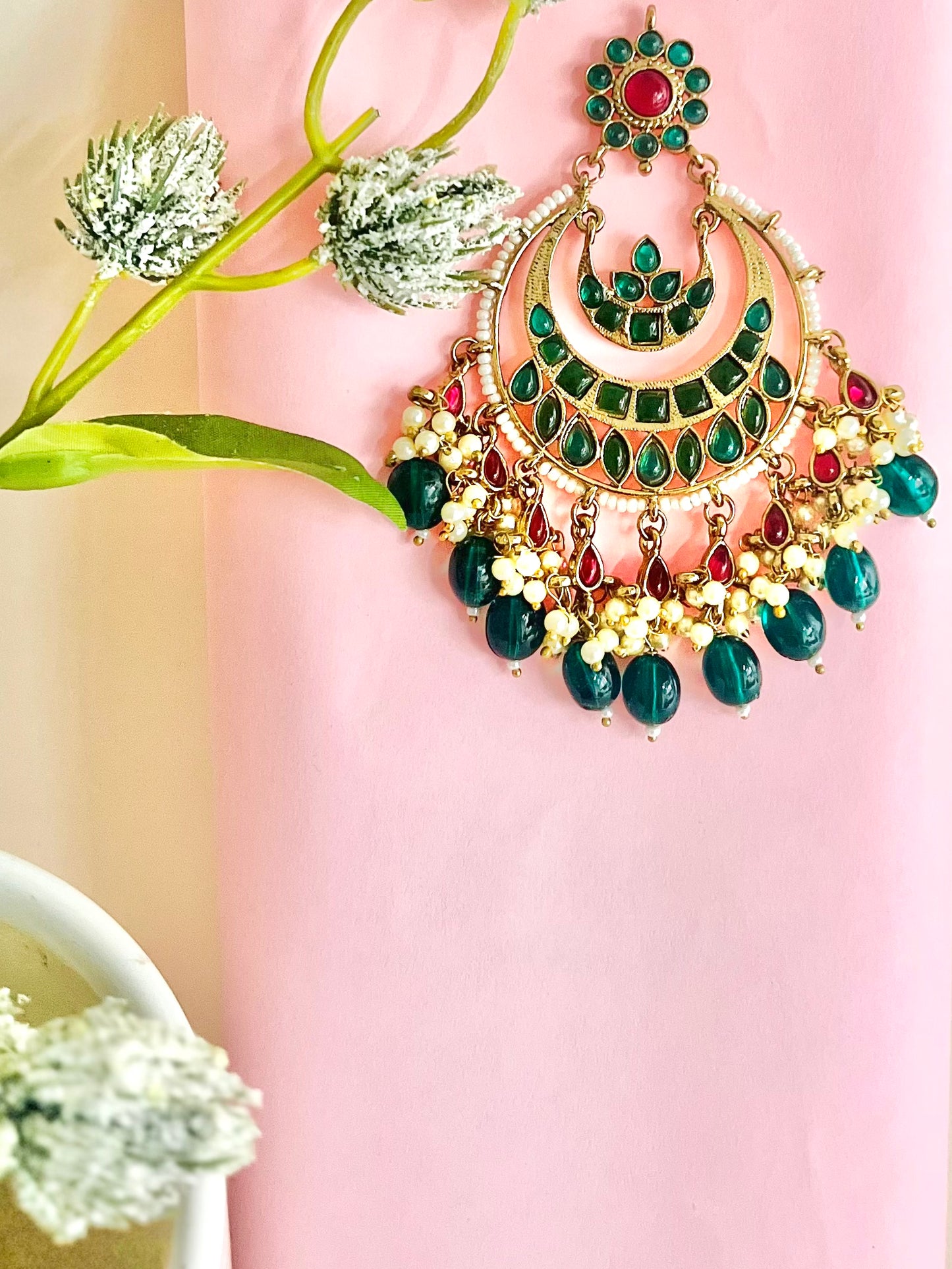 Mehar Green Chandbali Earrings DB-GP11000Z