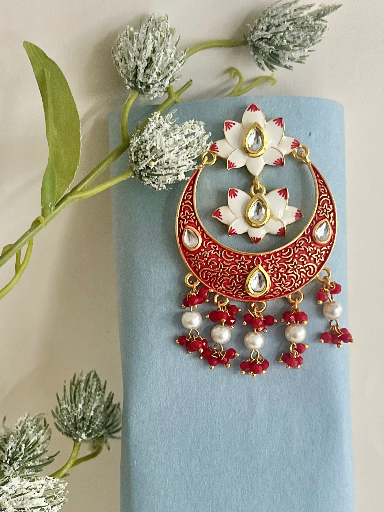 Chahat Red Kundan Chandbali DB-GP11600Z