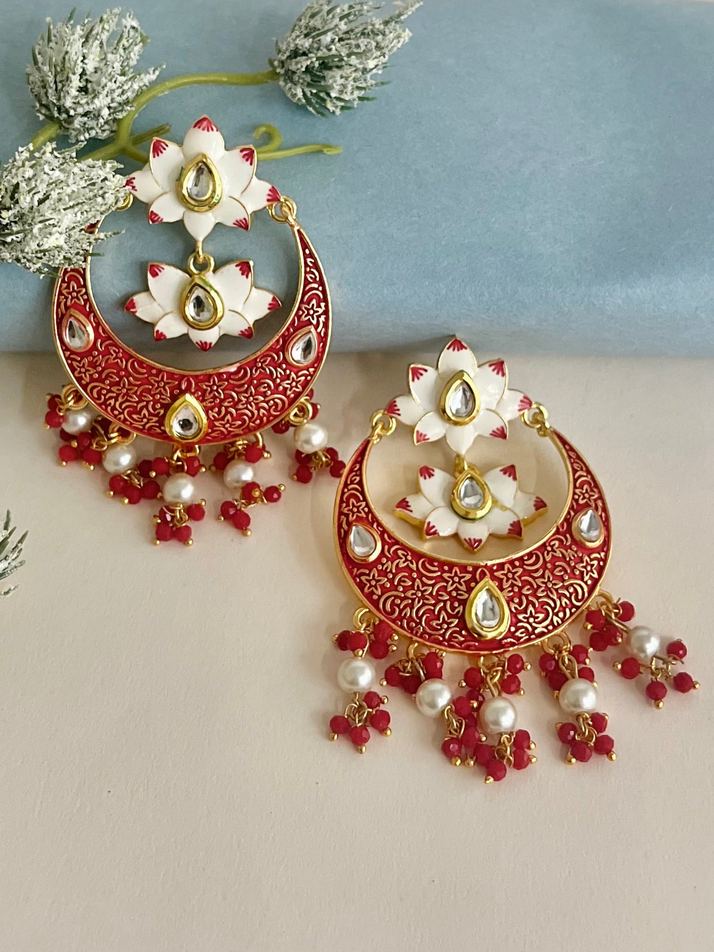 Chahat Red Kundan Chandbali DB-GP11600Z