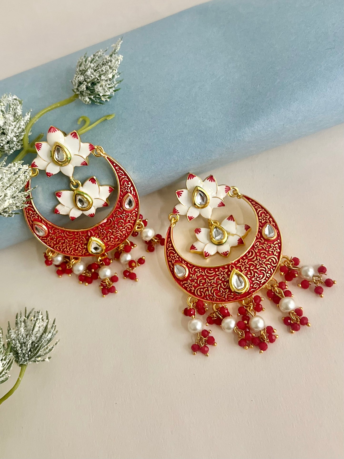 Chahat Red Kundan Chandbali DB-GP11600Z
