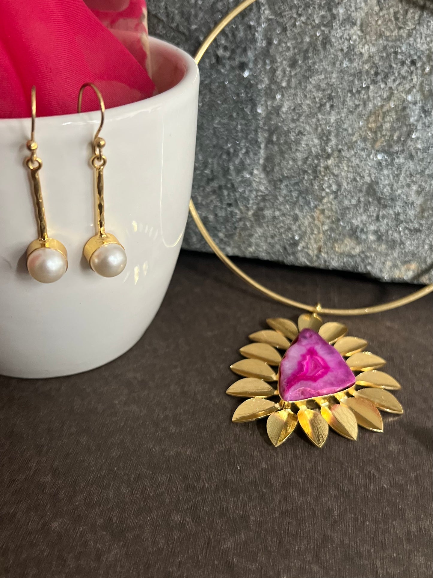 Ghazal Hasli Necklace Set Pink DB-GP1680Z2