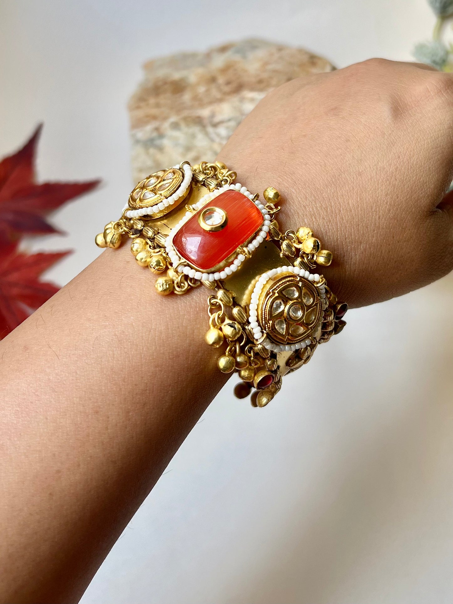 Handcrafted Kundan Golden Bracelet/Kada DB-GP11200Z