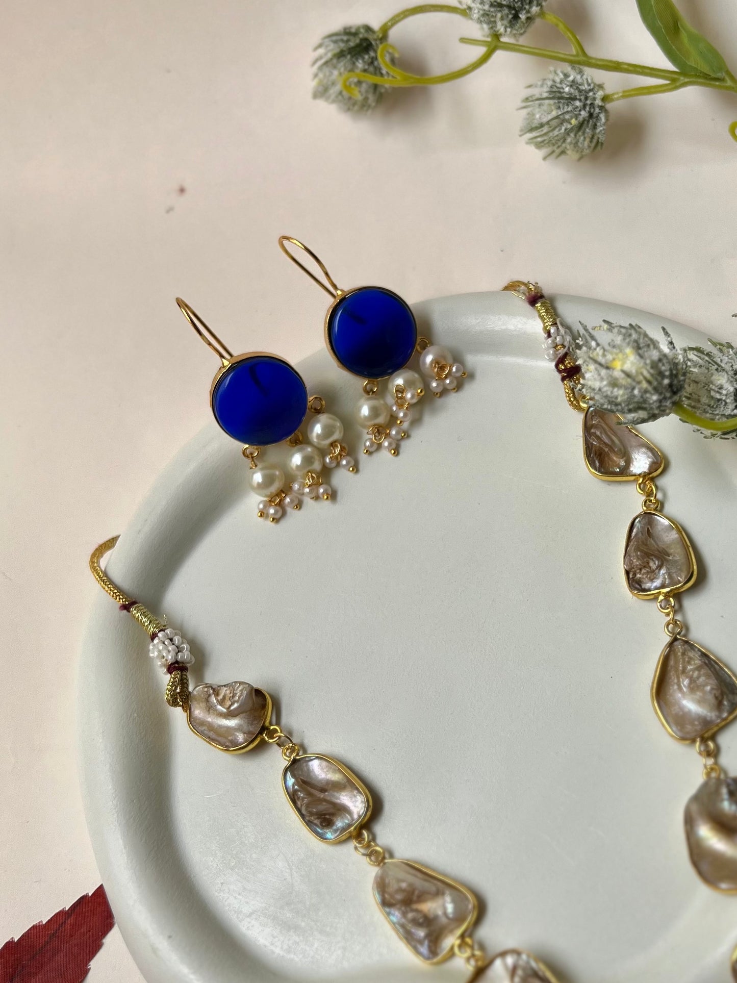 HANDCRAFTED SEMI PRECIOUS STONE MOP LONG NECKLACE SET DB-SPS1600Z2