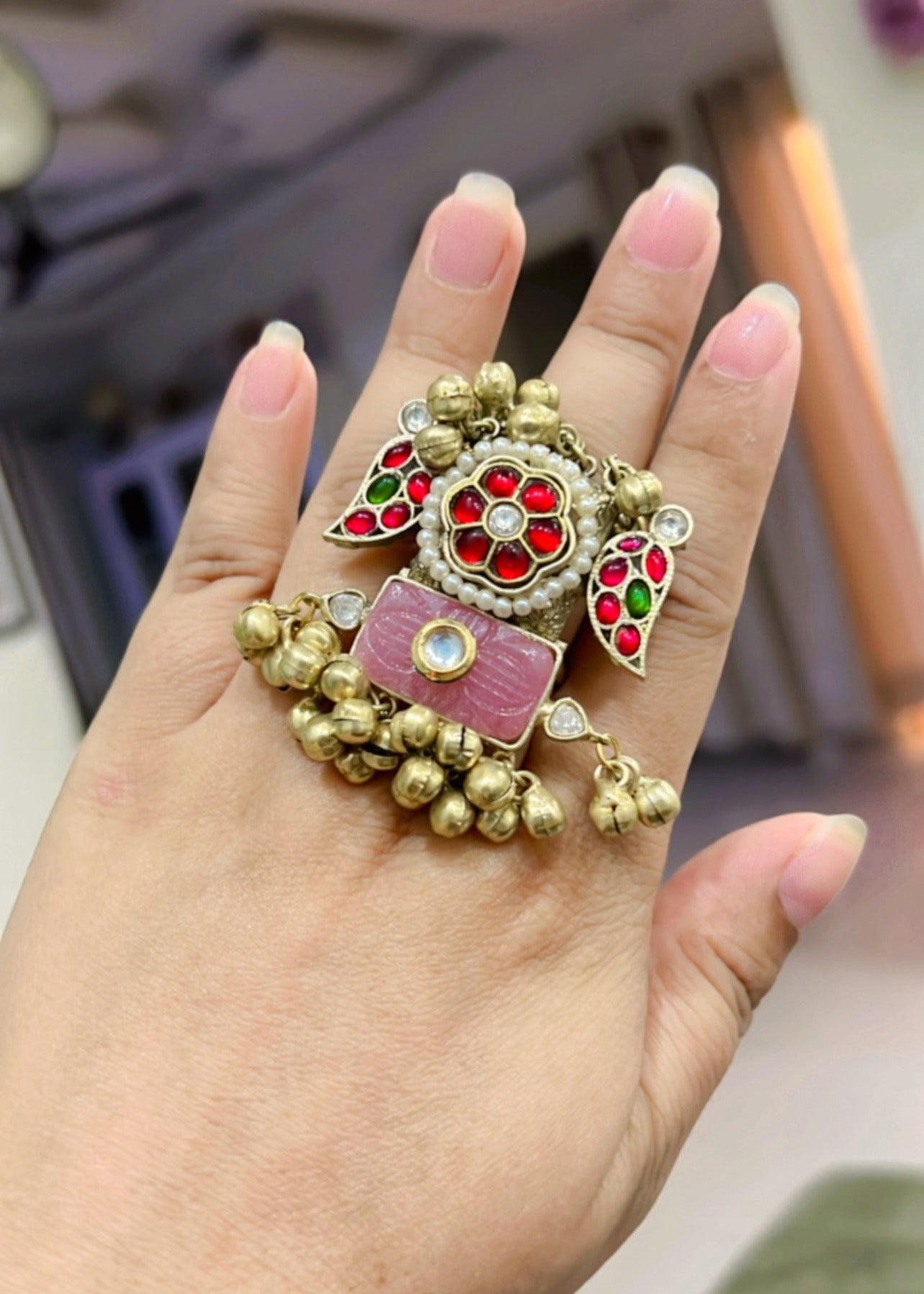 Anika pachi Kundan Ring DB-GP11430Z2