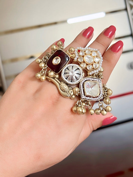 Aastha Peacock Motifs Kundan Ring DB-GP110001Z2