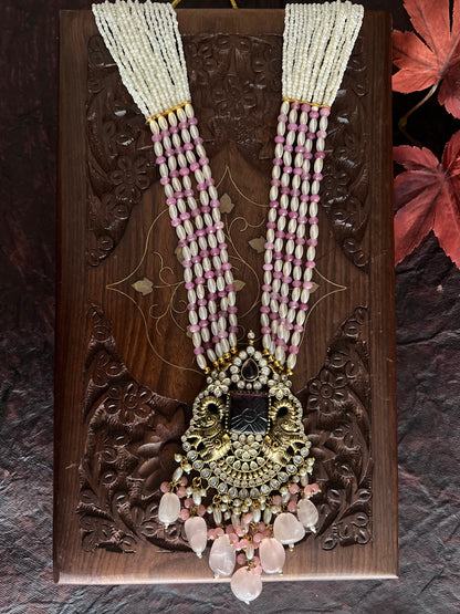 VICTORIAN POLISH PINK LONG NECKLACE SET DB- VP13900Z2