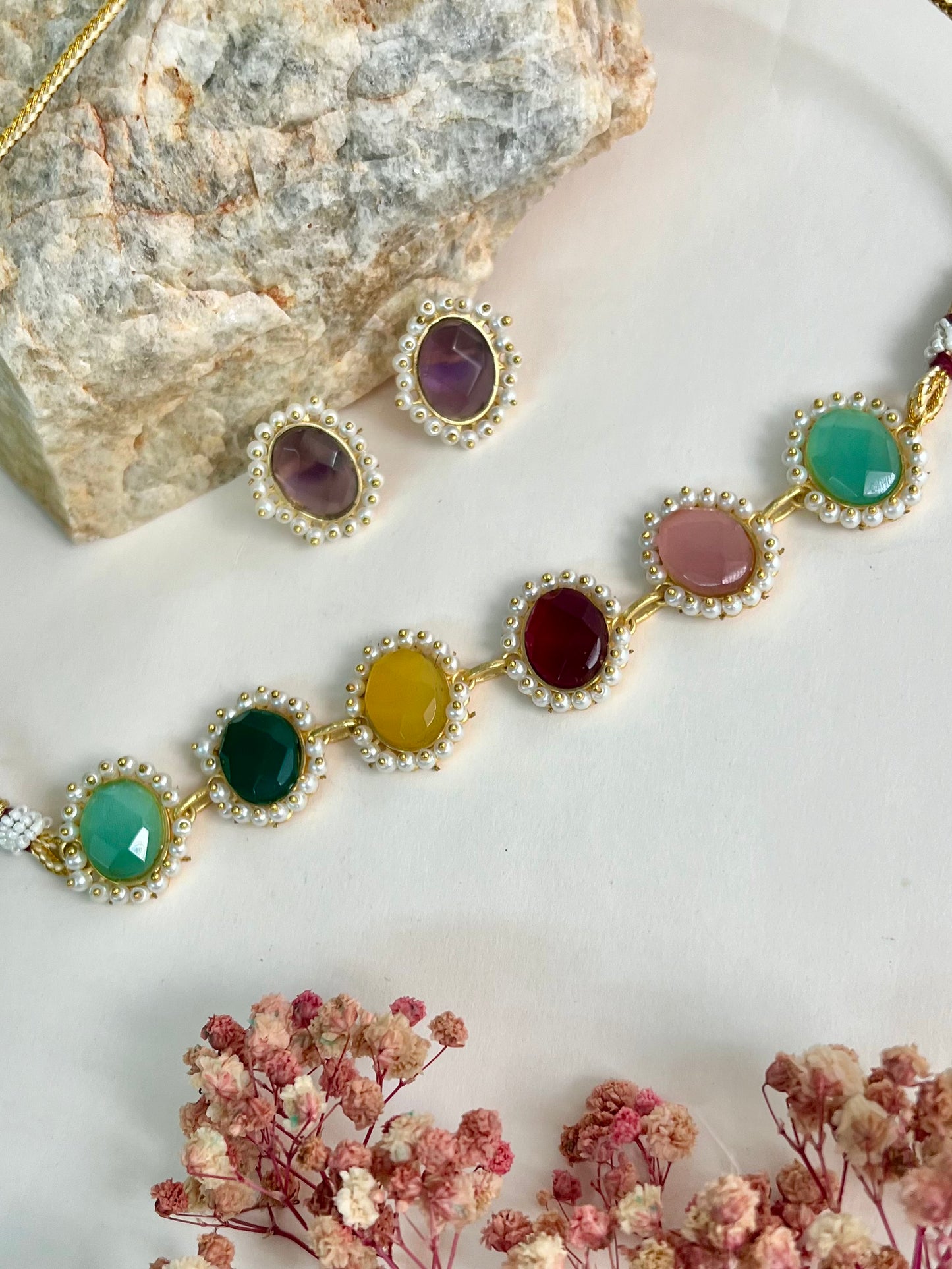 TRENDY GEMSTONE MULTICOLOR  CHOKER DB-GP1760Z2