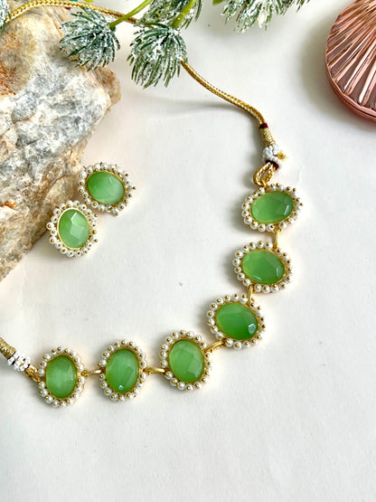 TRENDY GEMSTONE GREEN CHOKER DB-GP1760Z2