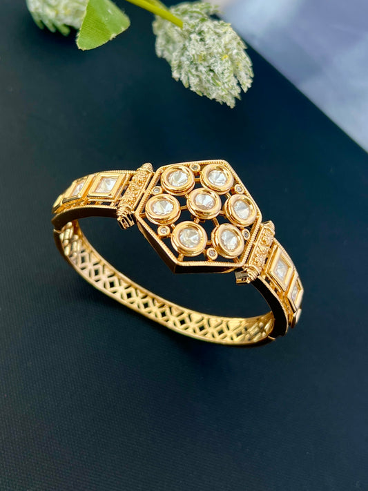 Gold Plated Kundan Openable Kada/ Bracelet DB-GP11200Z2