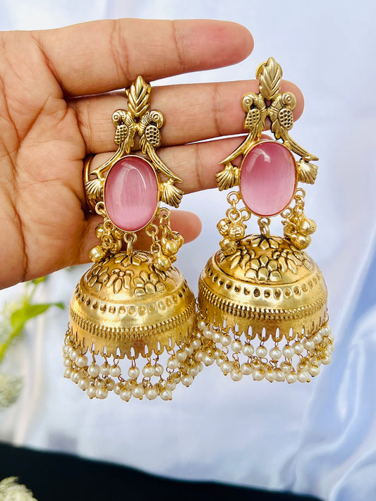 Ruhani Pink Jhumka Earrings DB-GP11400Z2