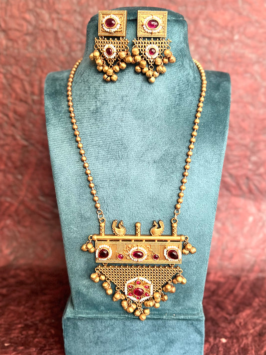 RAJWADI LONG NECKLACE MEHANDI POLISH DB-GP12400Z2