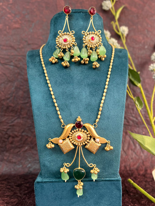 HANDCRAFTED RAJWADI STATEMENT NECKLACE DB-GP12300Z2