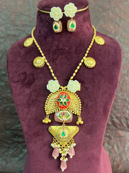 GEHNA HANDCRAFTED RAJWADI STATEMENT NECKLACE DB-GP12400Z2