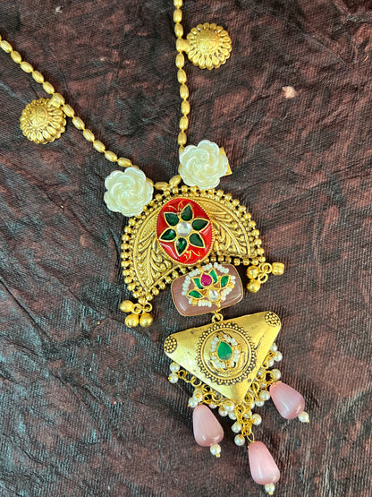 GEHNA HANDCRAFTED RAJWADI STATEMENT NECKLACE DB-GP12400Z2