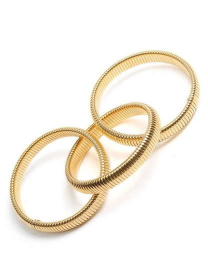 18K Gold Plated Stainless Steel Triple Layered Bangle DB-GP1600Z2