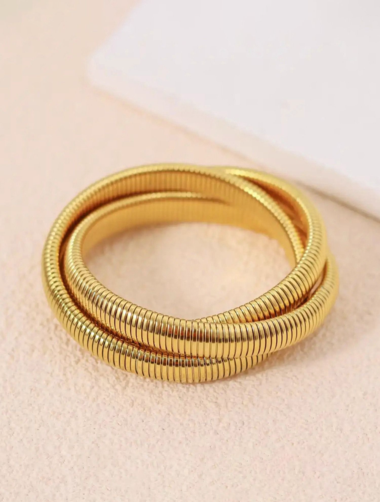 18K Gold Plated Stainless Steel Triple Layered Bangle DB-GP1600Z2