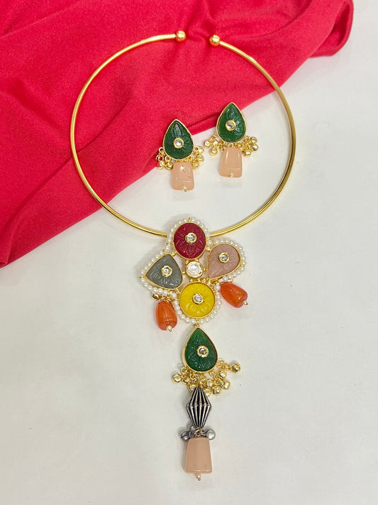 Meraki Multicolor Hasli Necklace Set DB-GP22000Z2