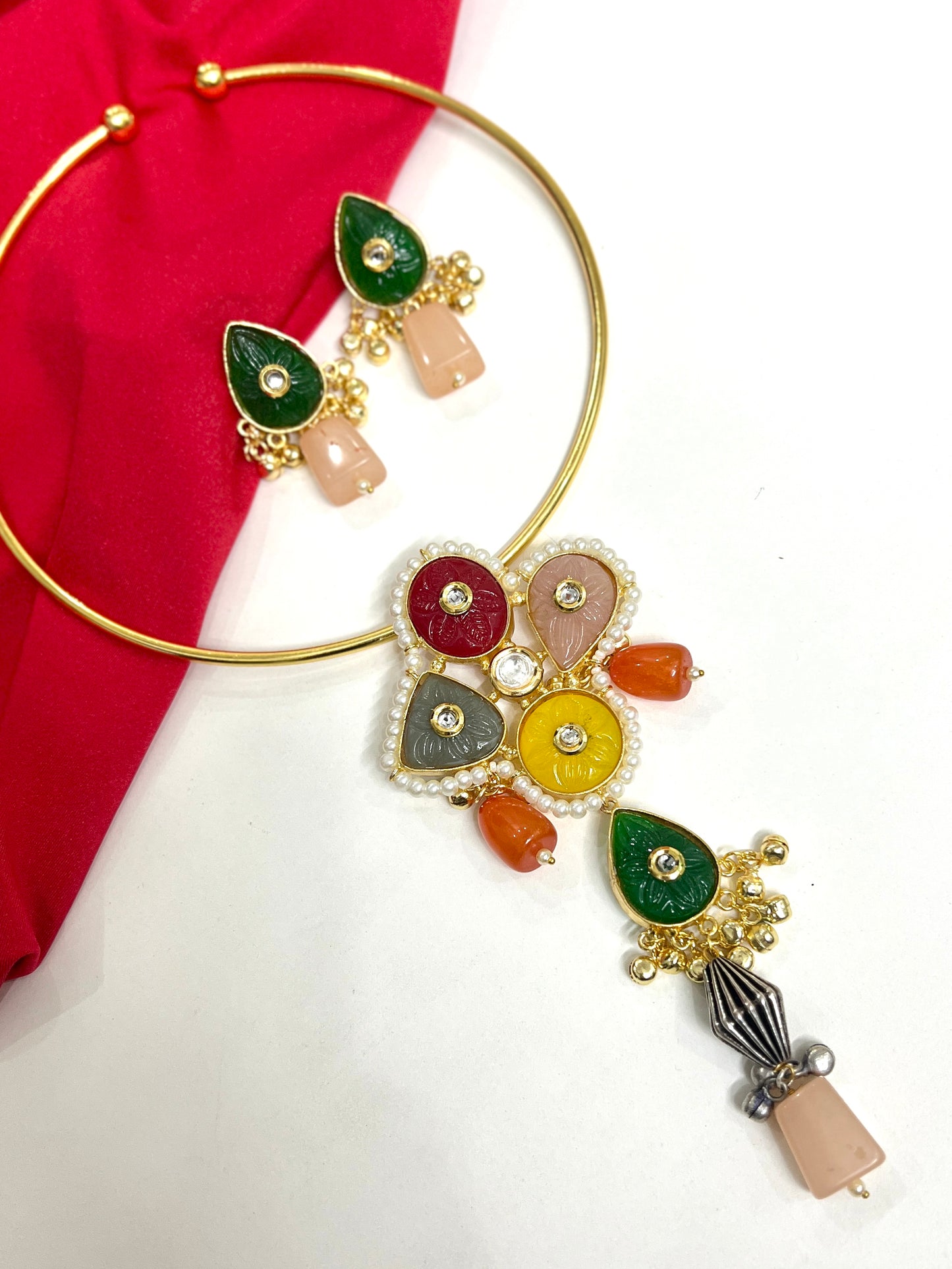 Meraki Multicolor Hasli Necklace Set DB-GP22000Z2