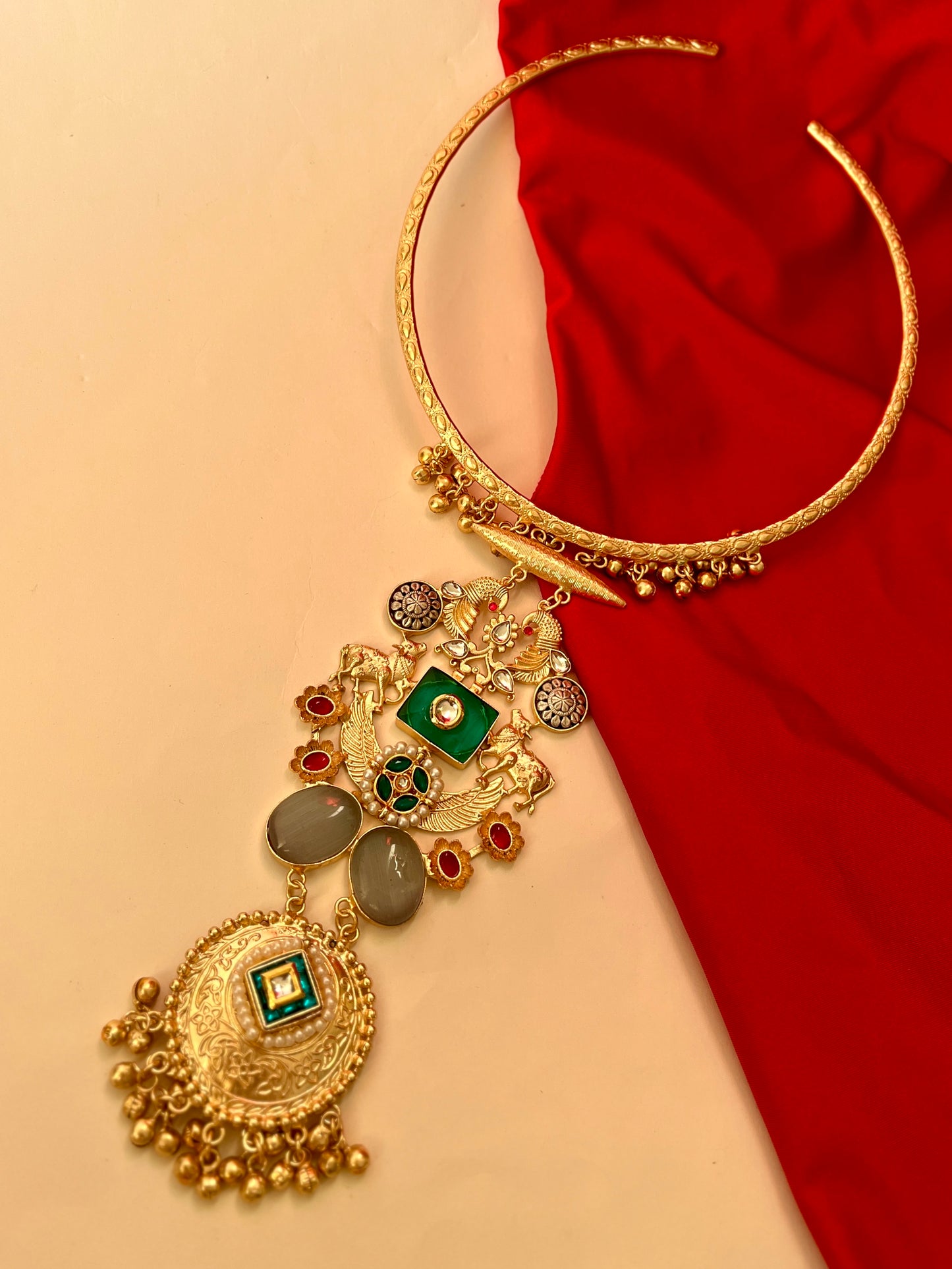 Nazakat Rajwadi Designer Nandi Hasli Necklace Set DB-GP13000Z2