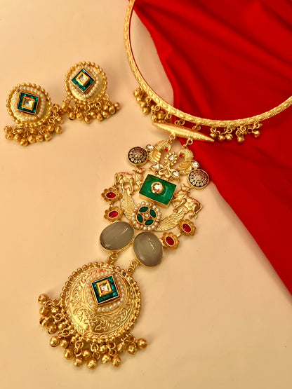 Nazakat Rajwadi Designer Nandi Hasli Necklace Set DB-GP13000Z2