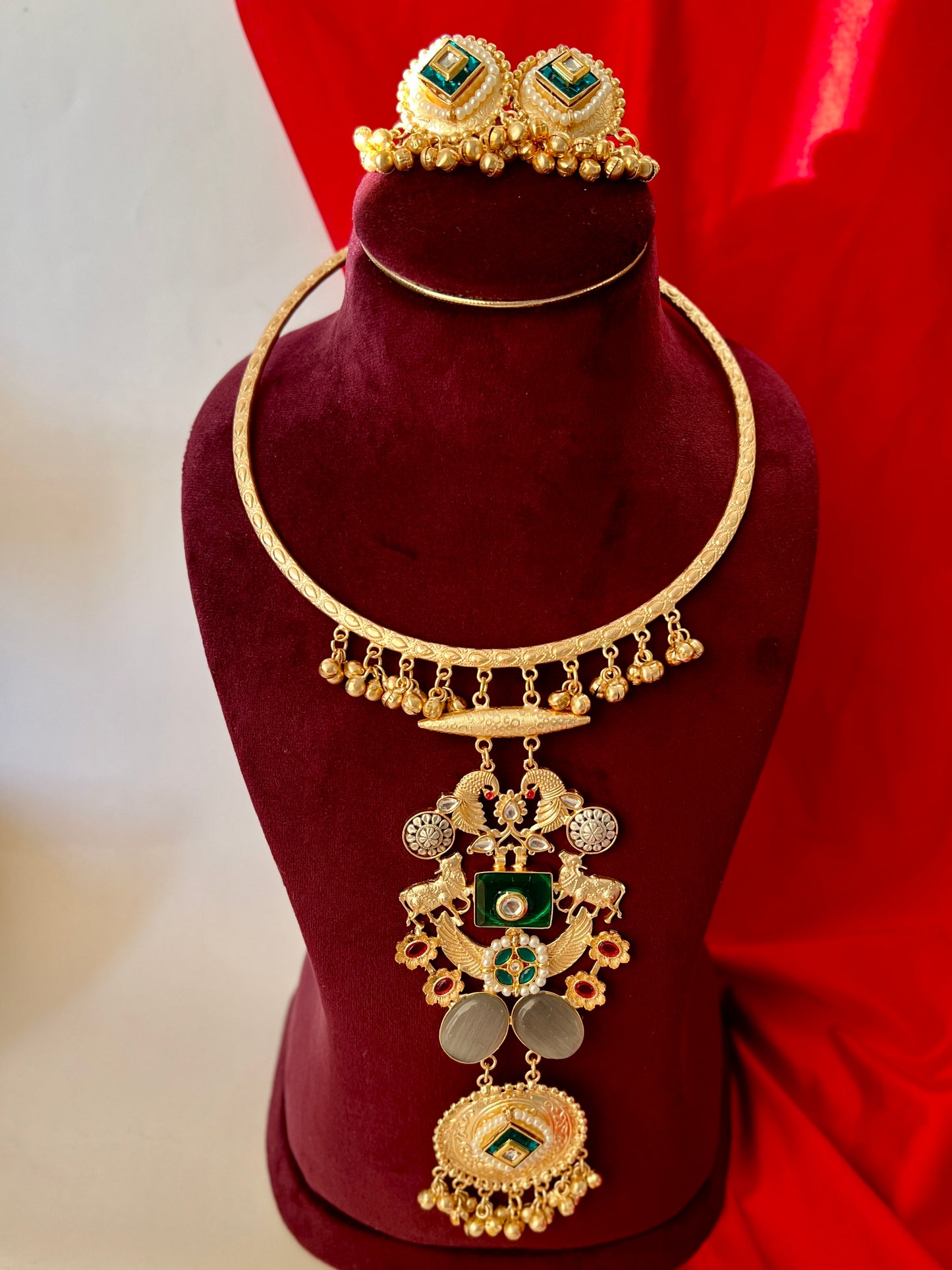 Nazakat Rajwadi Designer Nandi Hasli Necklace Set DB-GP13000Z2