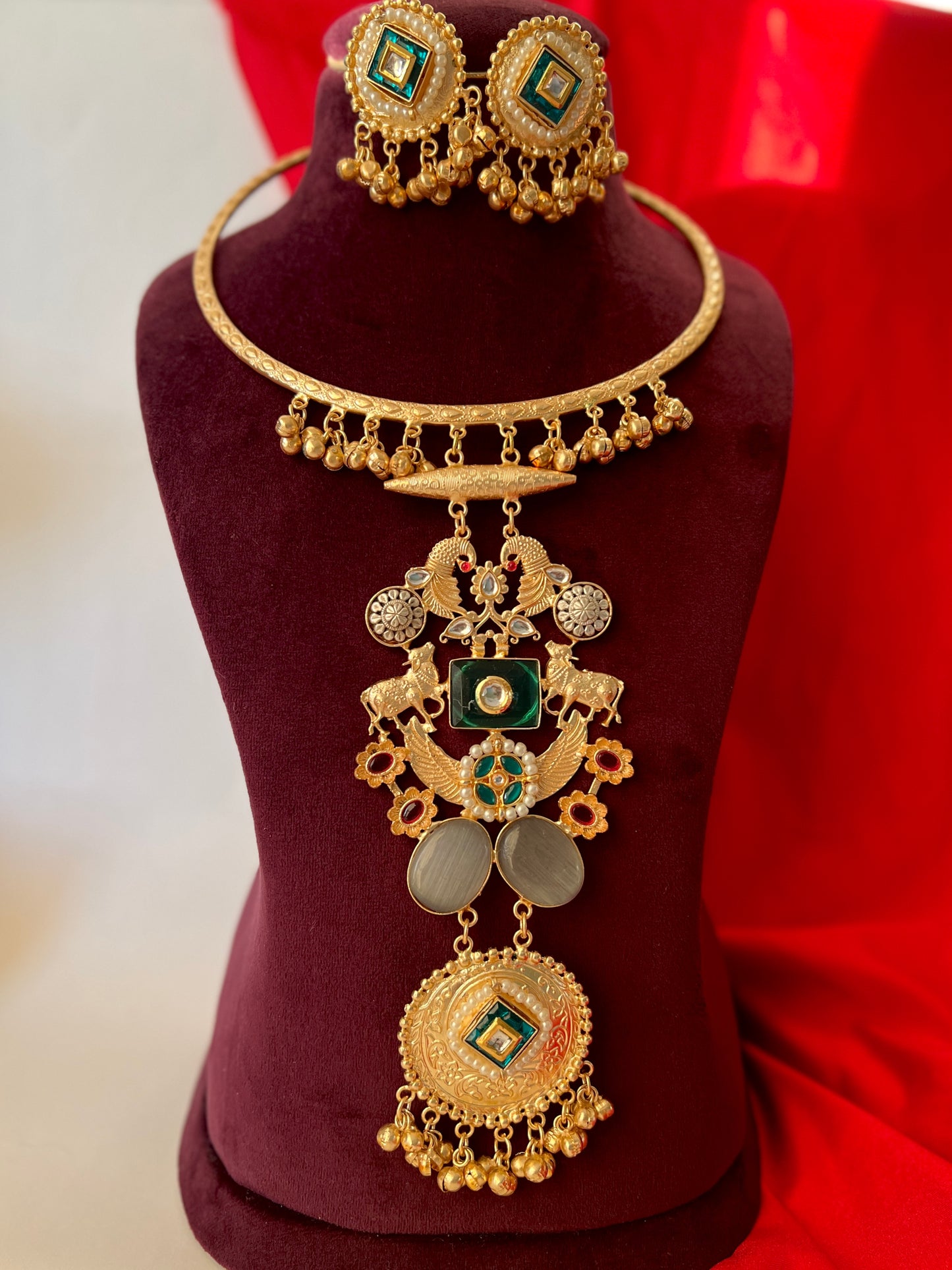 Nazakat Rajwadi Designer Nandi Hasli Necklace Set DB-GP13000Z2