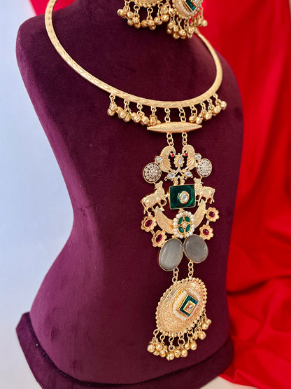 Nazakat Rajwadi Designer Nandi Hasli Necklace Set DB-GP13000Z2