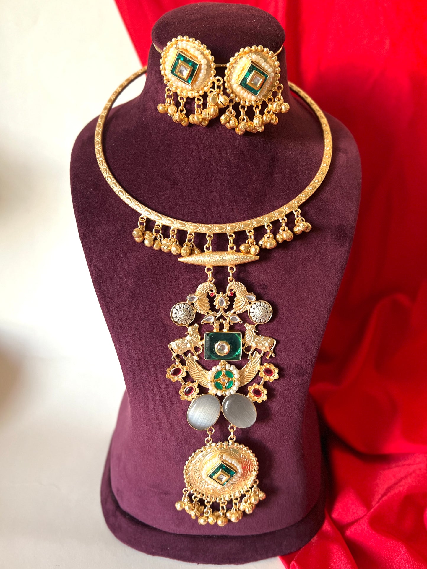 Nazakat Rajwadi Designer Nandi Hasli Necklace Set DB-GP13000Z2