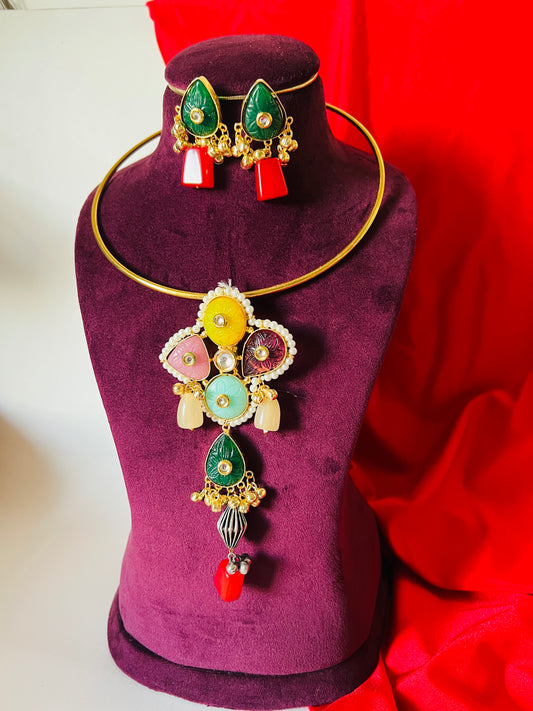 Meraki Multicolor Hasli Necklace Set DB-GP22000Z2