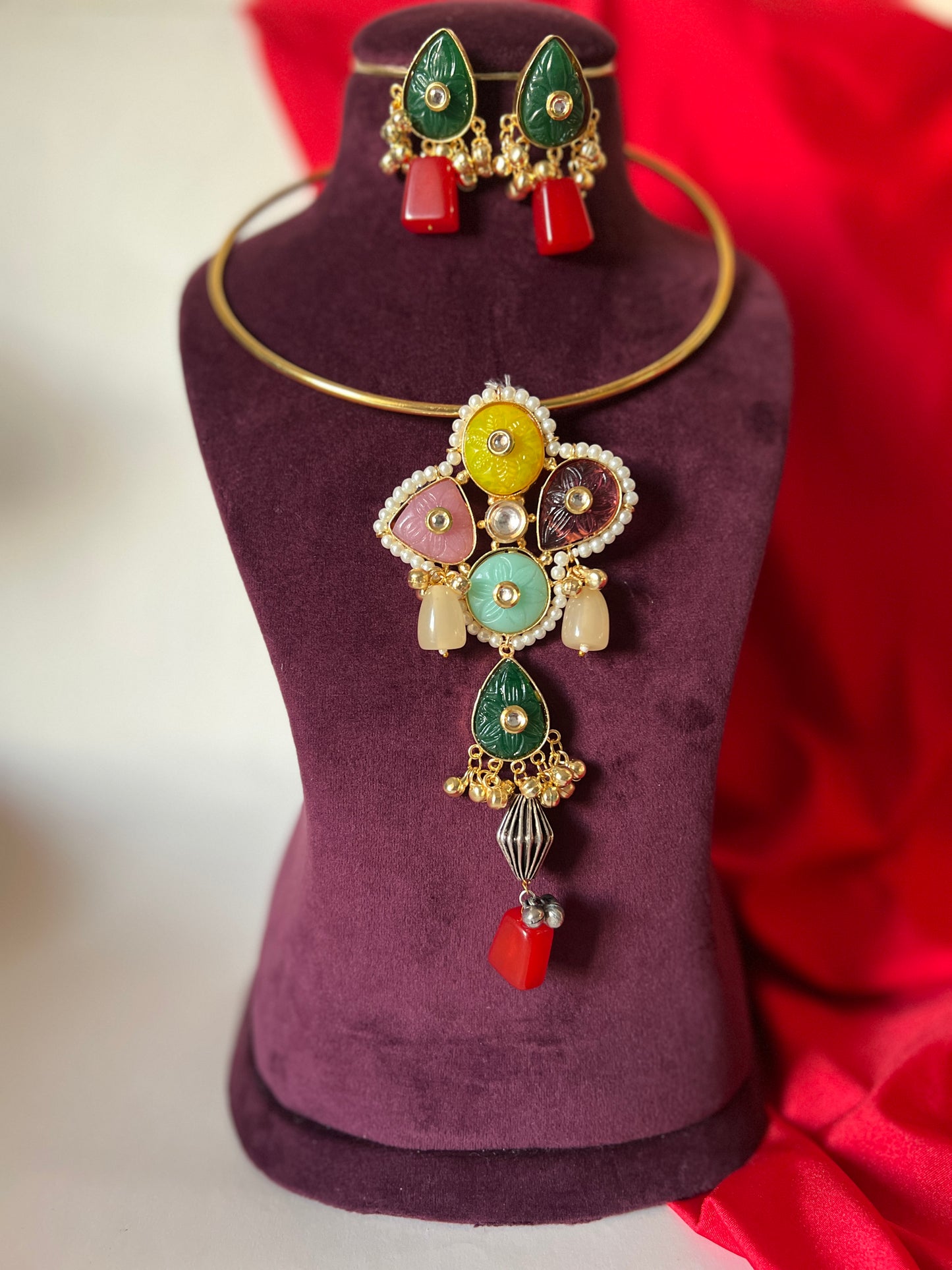 Meraki Multicolor Hasli Necklace Set DB-GP22000Z2
