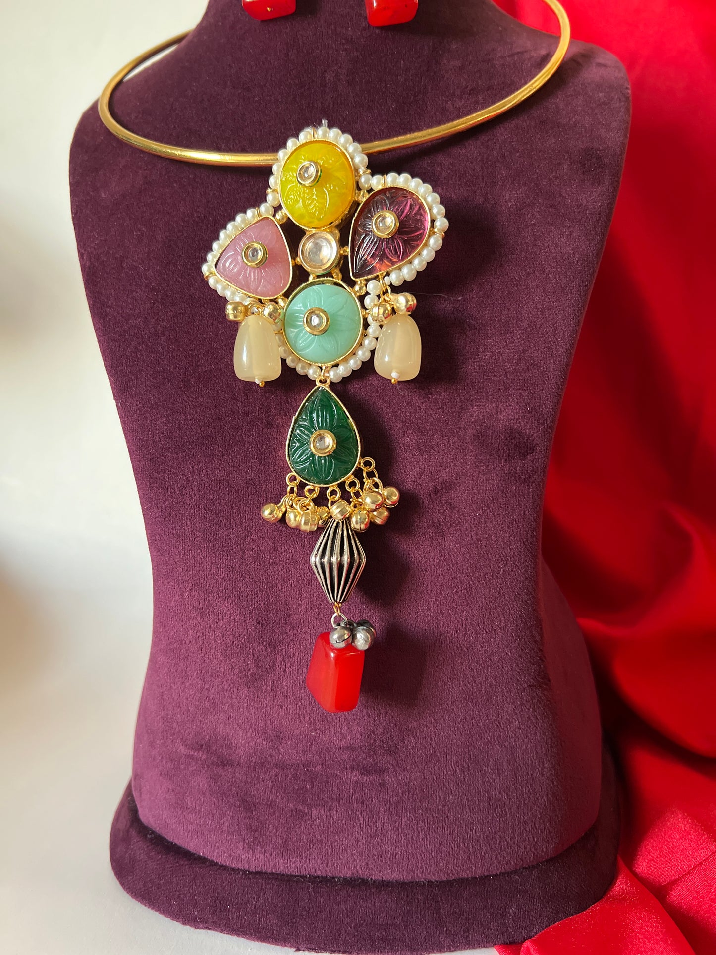 Meraki Multicolor Hasli Necklace Set DB-GP22000Z2