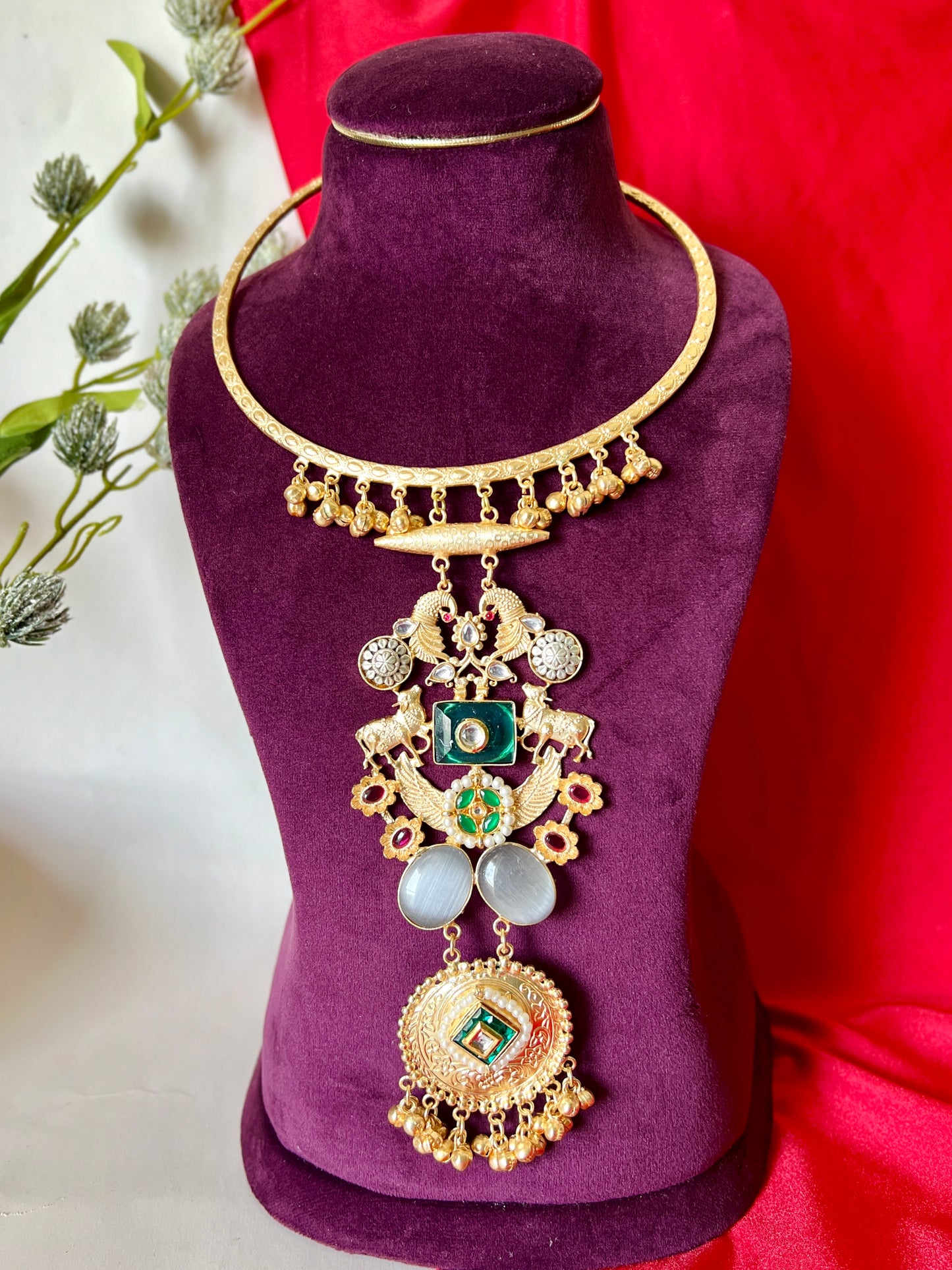 Nazakat Rajwadi Designer Nandi Hasli Necklace Set DB-GP13000Z2