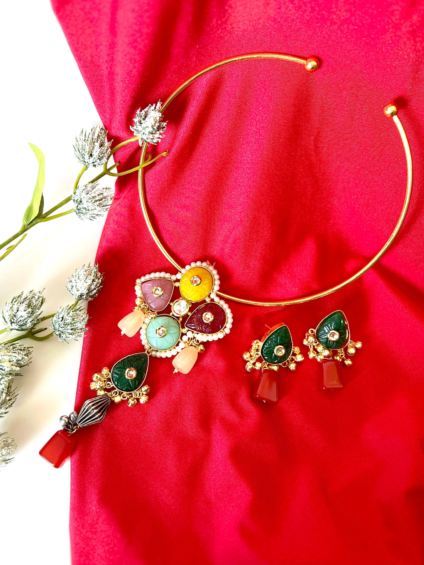 Meraki Multicolor Hasli Necklace Set DB-GP22000Z2