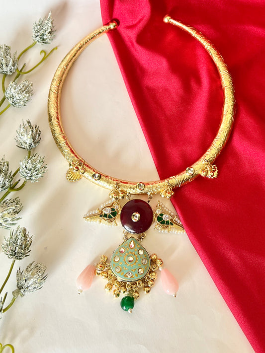 RUHANI HANDCRAFTED MEENAKARI HASLI NECKLACE DB-GP12100Z2