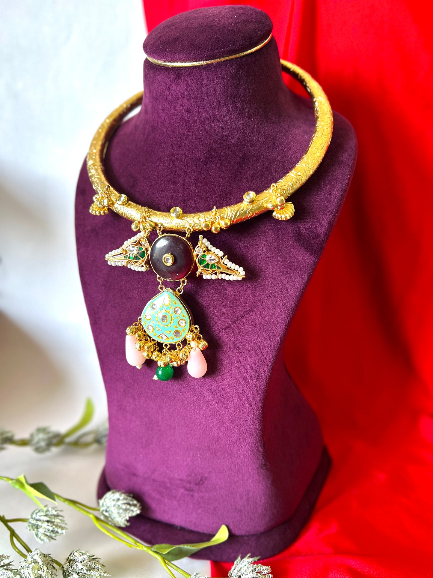 RUHANI HANDCRAFTED MEENAKARI HASLI NECKLACE DB-GP12100Z2