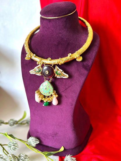 RUHANI HANDCRAFTED MEENAKARI HASLI NECKLACE DB-GP12100Z2