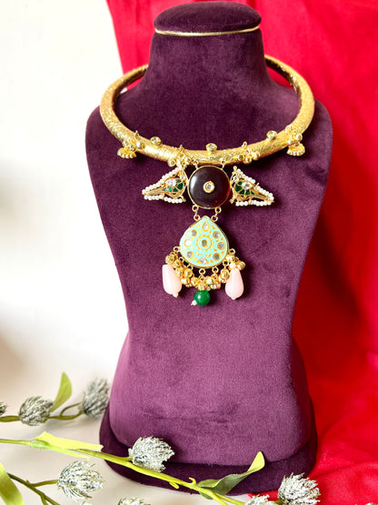 RUHANI HANDCRAFTED MEENAKARI HASLI NECKLACE DB-GP12100Z2