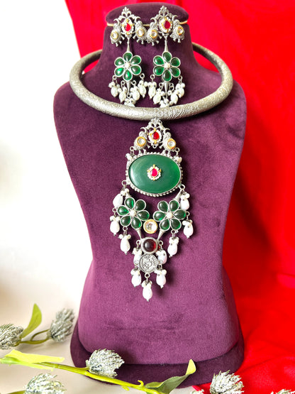 Silver Hasli Style Choker Necklace Set DB-GP122000Z2