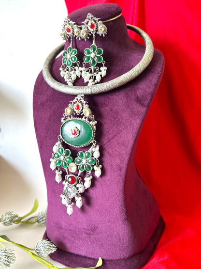 Silver Hasli Style Choker Necklace Set DB-GP122000Z2